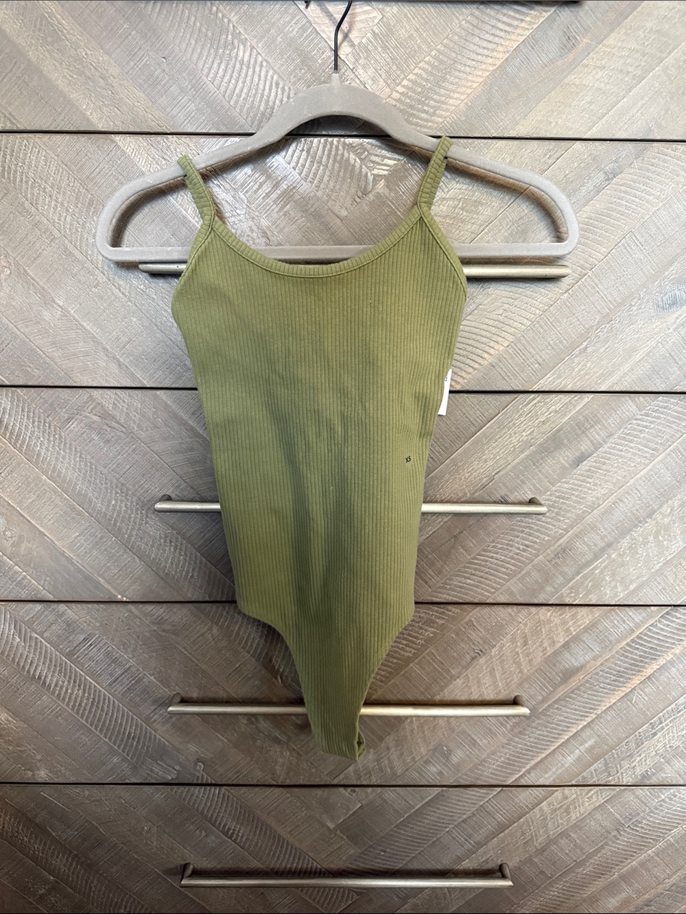 American Eagle Outfitters Olive Green Ribbed Tank Bodysuit